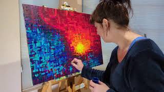 part 3  Making a colorful abstract acrylic painting  Eva Salyer Art is live [upl. by Georgia890]