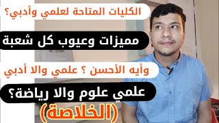 الكليات المتاحة لأدبي وعلمي علوم ورياضة  مهم جدا لطلبة اولي وتانية ثانوي قبل ما تختار الشعبة [upl. by Korry]