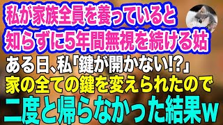 私が家族全員を養っていると知らずに5年間無視を続ける同居の姑。ある日、私「あれ…鍵が開かない？？」→家の鍵が変えられていたので、二度と帰らなかった結果ｗ【スカッとする話】 [upl. by Onairam]