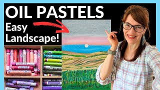 How To Use Oil Pastels EASY Beginner Landscape [upl. by Gretta]