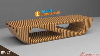 Solid works  Furniture Design  Parametric wood design  Geometric Pattern for modern table  EP17 [upl. by Idnak]