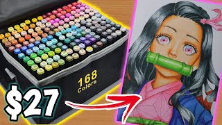 I bought the CHEAPEST 168 ALCOHOL MARKERS  UNBOXING amp DRAWING TEST [upl. by Celeski]