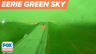 Watch Skies Turned Green During Tuesdays Derecho In South Dakota [upl. by Haisej]