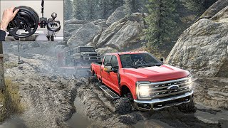 Ford F550 Towing Tow Mercedes G63  SnowRunner  Thrustmaster T300RS gameplay [upl. by Ennoryt]