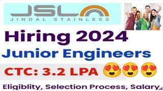 JSL RECRUITMENT 2024 JUNIOR ENGINEER Jindal stainless [upl. by Shepp]