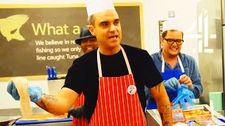 Robbie Williams Becomes A Supermarket Fishmonger  Alan Carrs Happy Hour [upl. by Placidia676]