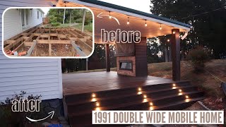 MOBILE HOME DREAM PORCH REVEAL  EXTREME start to finish double wide mobile home deck makeover ep7 [upl. by Nillor76]