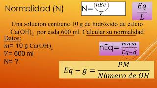 Cómo hallar la NORMALIDAD en Química [upl. by Artemus]