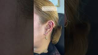 4 piercings in one seat rookpiercing traguspiercing flatpiercing stackedlobe mayumipiercing [upl. by Tamma]