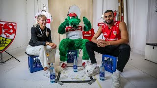 Trinkpause mit Josha Vagnoman und Hanna Birkner VfB Frauen – powered by Aqua Römer Quelle [upl. by Ahsias]