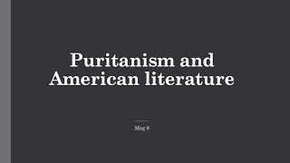 Puritanism  MEG 6 [upl. by Camden]