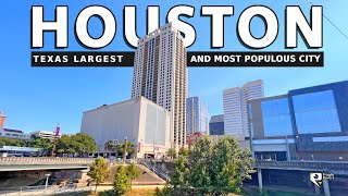 Houston Texas 4K  Full Video Downtown Walking Tour of Largest and Most Populous City in Texas [upl. by Yendor]