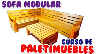 como hacer un sofa con pallets o palets CURSO paso a paso [upl. by Oiretule119]