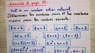 Nombres pairs et impairs exercice 2 page 19 Najah en mathématiques tronc commun [upl. by Werbel]