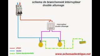 comment brancher un interrupteur double allumage [upl. by Ymer]