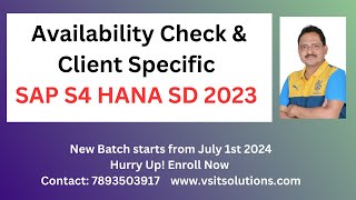 SAP SD S4 HANA  Availability Check and Client Specific  SAP SD S4 HANA Telugu [upl. by Annekahs]