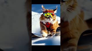 Cat skiing cat catshorts cats skiing [upl. by Older]