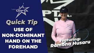 USPTA Quick Tip  NonDominant Hand on the Forehand [upl. by Ruenhcs]