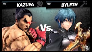 Kazuya LV 1 VS Byleth LV 9 CPU Battle Super Smash Bros Ultimate [upl. by Marwin]