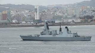 Royal Navy destroyer HMS DUNCAN D37 arrives in A Coruña 4K [upl. by Guevara]