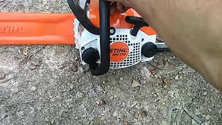 Stihl ms170 chainsaw cold start and revs [upl. by Femmine]