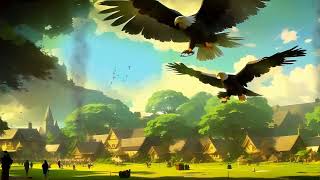 Mythical Village  Town Ambience • Giant hawks guard peacefully from above [upl. by Celie]