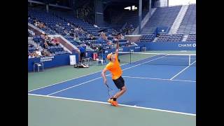 Ivo Karlovic 1979  CRO  1st service 30 during a practice in the old Grandstand  2016 USOpen [upl. by Ynnoj]