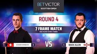 Snooker Betway Scottish Open Round Four Alexander Ursenbacher vs Mark Allen Frame 3 and 4 [upl. by Artenak]