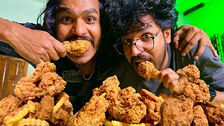 2 full😱 fried chicken🍗 eating challenge with my brother [upl. by Sessler]