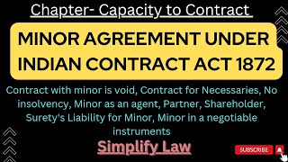 Minor Agreement under Indian Contract Act1872  Legal Position of Minor in Contract With Case law [upl. by Ahsenauq]