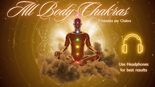 All Chakras Meditation body Chakras  3 minutes per chakra Balancing Tuning and Healing [upl. by Assirac]