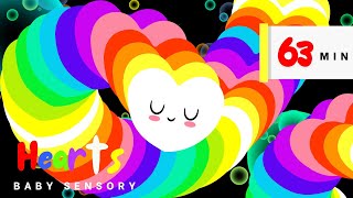 Baby Sensory Colorful Hearts Stimulating Video For Babies To Watch  Eye Contrast Animation  Music [upl. by Aggappe]