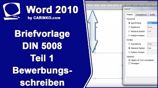 Erstellung einer BriefvorlageBrief DIN 5008 Teil 1  Bewerbungsschreiben MS Word  carinkocom [upl. by Middlesworth]