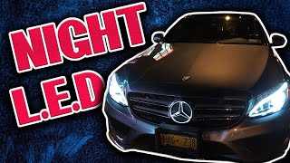 Mercedes C300 LED Lights Night Review [upl. by Adnohs841]