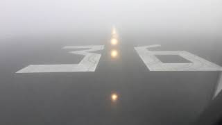 Cockpit view  Foggy take off Amsterdam [upl. by Vannie]