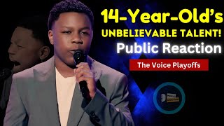 Public Reactions to 14YearOld Jaukeem Fortson’s Performance on The Voice Playoffs [upl. by Ailet]