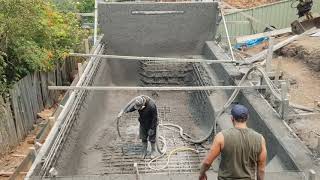 Shotcrete pool with very tall feature wall [upl. by Scevo]