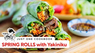 FRESH SPRING ROLLS with Yakiniku Japanese BBQ Beef  Homemade Sauce Recipe [upl. by Ludlew]