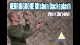 Herringbone Kitchen Backsplash in MARBLE Walkthrough [upl. by Irahs]