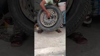 Tubeless tyre fittingtubelesstyre car tires shortsvideo viralshort rajutyreripiarig120 [upl. by Ramraj]