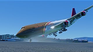 Impossible Landing Boeing 747 at Gibraltar Airport  MFS2020 [upl. by Melinda]