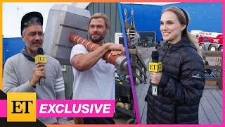 Thor Love amp Thunder SET TOUR w Chris Hemsworth Natalie Portman amp Taika Waititi [upl. by Notgnimer946]