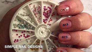 Easy No Glue How To Apply Rhinestones On Nails Tutorial [upl. by Ko296]