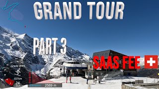 4K Skiing Saas Fee Grand Tour Part 3  Plattjen Galen Waldweg Wallis Switzerland GoPro HERO11 [upl. by Tomasina468]