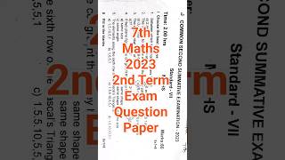 7th Maths 2nd Term 2023  Model Question Paper  DistKanchipuram amp Thiruvallur  Class 7 Maths 7th [upl. by Kelsi]