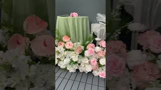 Pink White Rose Greenery Hang Flower Decor Wedding Backdrop Frame Floor Floral diy wedding stage [upl. by Enrahs912]