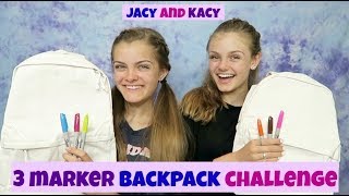 3 Marker Backpack Challenge  Fun Back to School DIY  Jacy and Kacy [upl. by Glynias]