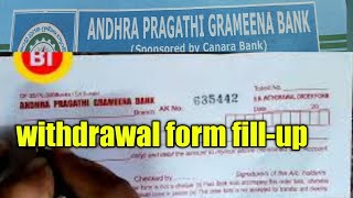 how to fillUp withdrawal form in Andhra pragati grameena bankApgbbankkinginformation [upl. by Fleeman]