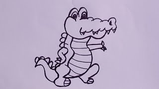 How to draw an easy crocodile  kids drawing easy  Draw some dreams [upl. by Valene]