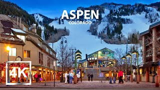 4K Aspen Colorado  Night Walking Tour  Most Expensive Ski Resort  HDR  USA  2023 [upl. by Holle514]